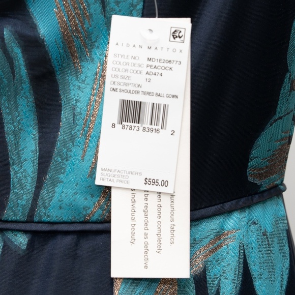 Aidan Mattox -  One-shoulder Jacquard Tiered Ballgown. - Picture 4 of 16